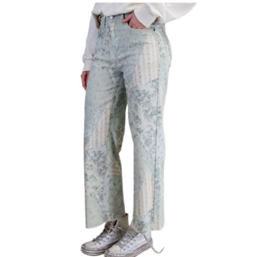New In Patchwork Printed Stretch Twill Pants - image 2